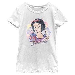 Girls Snow White and the Seven Dwarfs Watercolor Princes T Shirt - 1 of 4