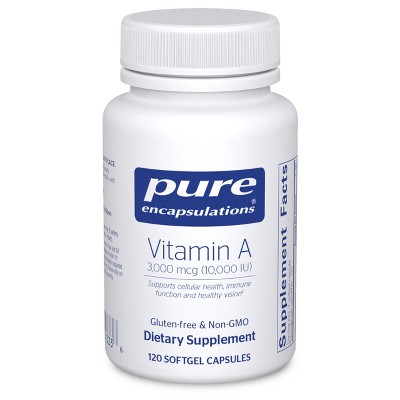 Pure Encapsulations Vitamin A - 3,000 mcg - From Cod Liver Oil - Immune & Vision Support* - Vitamin A Palmitate - Non-GMO - 120 Softgel Capsules