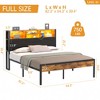 VECELO Upholstered Twin/Full/Queen Size Bed Frame, Metal Frame Platform Bed with Charging Station, Storage Headboard with LED & USB Outlets, Brown - 3 of 4