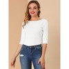 INSPIRE CHIC Women's Classic Solid Elbow Sleeves Round Neck Slim Fit T-Shirts - 4 of 4