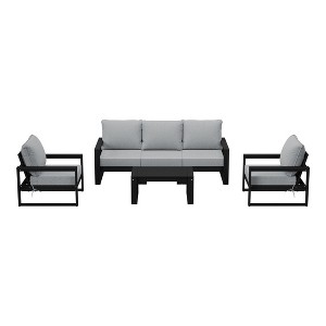 WestinTrends Montara 6-Piece Modern HDPE Outdoor Patio Furniture Sofa Conversation Set with Coffee Table - 1 of 4