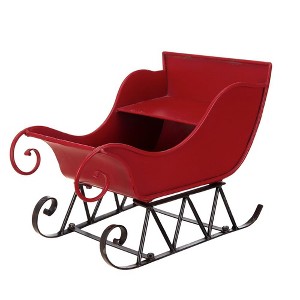 Gulches 14.5x10x11"H Iron Small Sleigh - Red/Black Distressed, Christmas Tabletop & Hanging Holiday Decor - 1 of 4