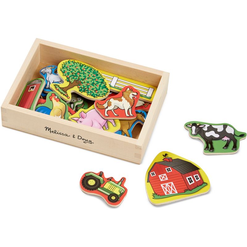 Melissa & Doug Wooden Farm Magnets with Wooden Tray - 20pc, 4 of 15
