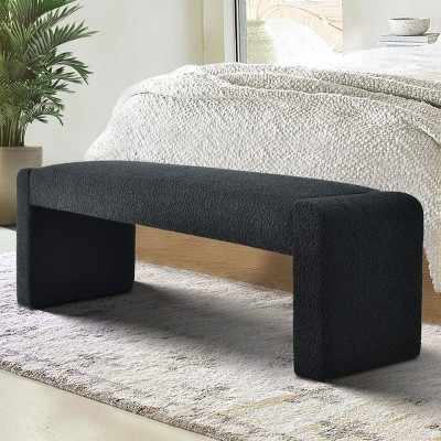 Kaia 47" Faux Shearling Look Waterfall Upholstered Bench-Maison Boucle