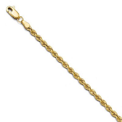 Black Bow Jewelry 3mm 14k Yellow Gold Classic Solid Rope Chain Bracelet