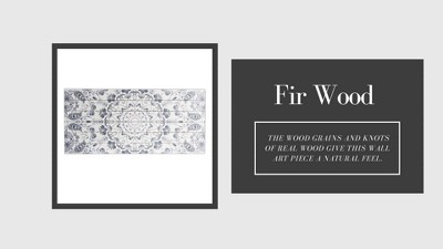 Gray and White Medallion Print Planked Wood Wall Art