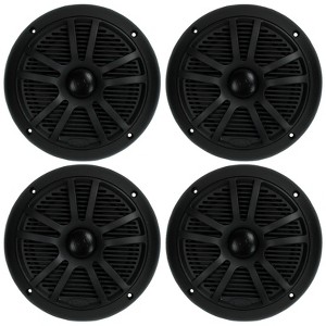 BOSS 6.5" 360W Dual Cone Black Marine Boat Outdoor Audio Speakers, 4pk | MR6B - 1 of 4