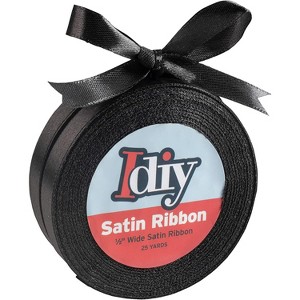 Black Satin Ribbon (1/2" 50 Yards) No wire, DIY, Gift Wrapping, Decor, Sewing, Party Decorative Embellishment, Hair Bows, Floral, Baby Showers - 1 of 4