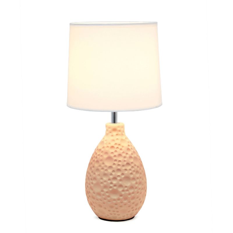 14.17" Traditional Ceramic Texture Thumbprint Tear Drop Table Desk Lamp with Tapered Shade - Creekwood Home , 4 of 8
