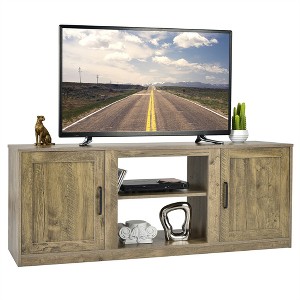 Costway 58'' TV Stand Entertainment Console Center W/ 2 Cabinets for 65'' TV Natural\Black\Walnut - 1 of 4