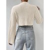 Coolmee Women's Cropped Sweater Knit Long Sleeve Crewneck Soft Pullover Sweater Fall Top - 4 of 4