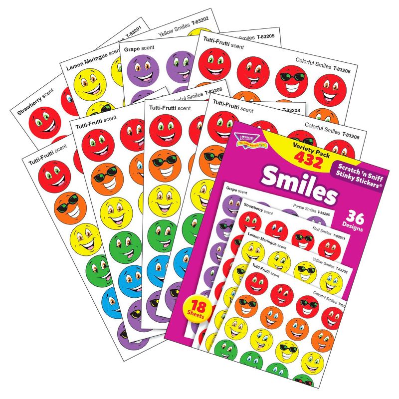 Trend Enterprises Stinky Stickers, Smiles, Variety Pack, 3/4 inch, Pack of 432, 3 of 4