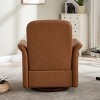 PAGED Swivel Accent Chair Modern Barrel Armchair with Wood Base and Vintage Fax Leather Upholstery for Bedroom, Living Room - 4 of 4