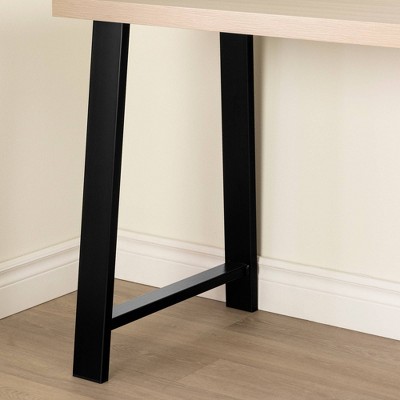Soft Elm and Matte Black L-Shaped Computer Desk with Power Outlet