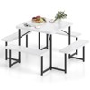 Costway Picnic Table Bench Set for 4-8 People with Umbrella Hole All-Weather HDPE Tabletop Black/Gray/Green/White - 2 of 4