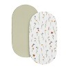 Sweet Jojo Designs Girl Baby Bassinet Fitted Sheets Set Watercolor Floral Garden Green Orange and Beige 2pc - 2 of 4