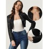 INSPIRE CHIC Women's PU Bolero Open Front Leather Cropped Long Sleeve Jacket - 2 of 4