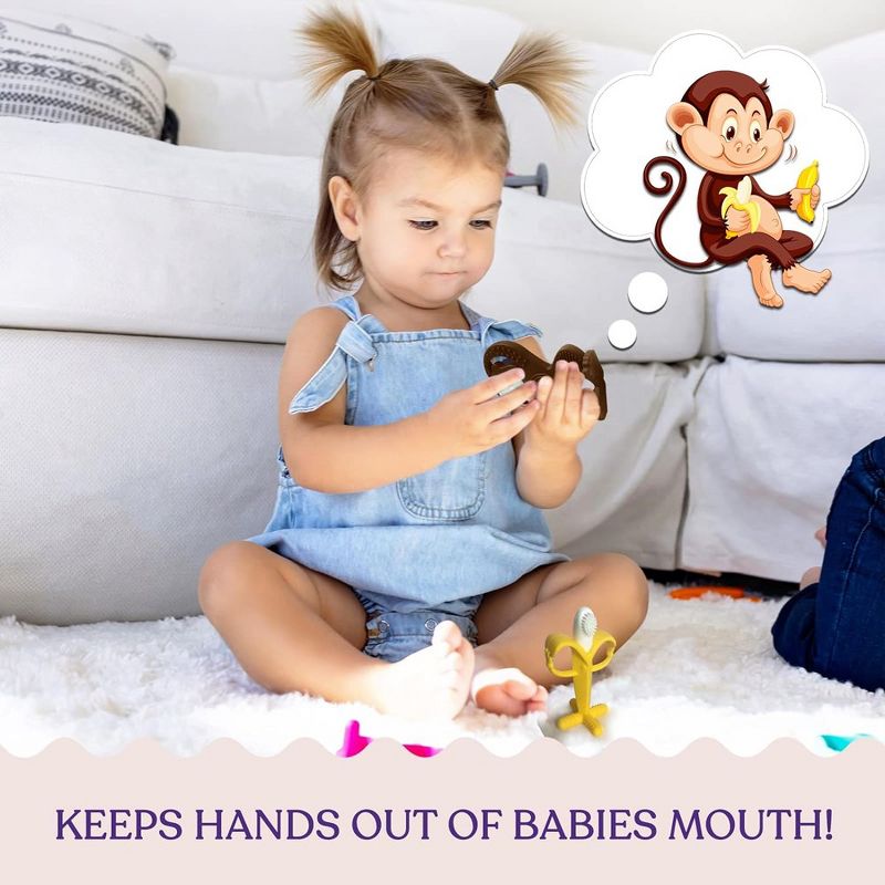 Baby Teething Toys Set - Baby Monkey Banana Teether and Toothbrush, 2 of 7