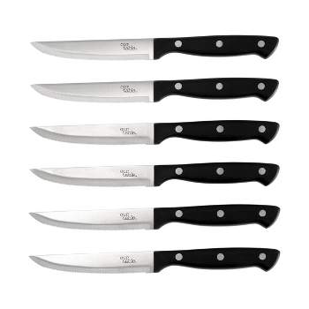 Our Table 6 Piece 4.5 Inch High Carbon Stainless Steel Steak Knife Set in Black