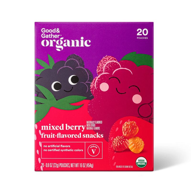 Organic Mixed Berry Fruit Snacks - 20ct - Good &#38; Gather&#8482;, 1 of 6