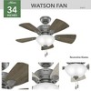 Hunter 34" Watson Lighted Ceiling Fan Matte Silver Finish with 5 Blades in Light Gray Oak/Warm Grey Oak for Small Rooms - 2 of 2