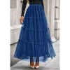 Tulle Skirts for Women 2025 Fall Fashion Elastic High Waisted Fairy Tiered Flowy A-Line Casual Maxi Long Skirt Blue - 2 of 4