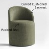 Modern Upholstered Dining Chair with Castors Round Barrel Dining Room Chair Linen Dining Chairs Set of 2 for Kitchen -Tanpinhause - 4 of 4