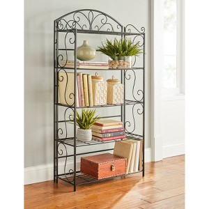 BrylaneHome 5-Tier Metal Scroll Folding Bookcase - 1 of 2