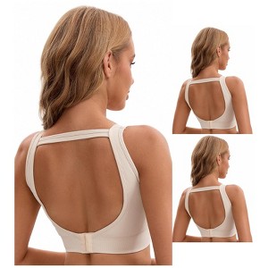INSPIRE CHIC Women's 3 Pcs Open Back Workout Tank with Built-in Bras Contrast Color Crop Sports Vest - 1 of 4