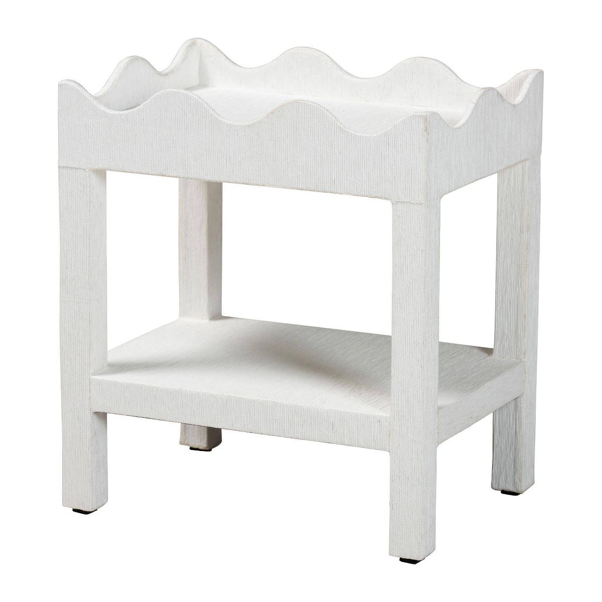 bali & pari Sebastian Grasscloth Scalloped End Table White