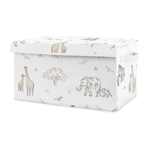 Sweet Jojo Designs Boy or Girl Gender Neutral Unisex Fabric Storage Toy Bin Serengeti Animals Multicolor - 1 of 4