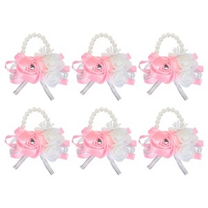 Unique Bargains Decorative Wedding Prom Party Artificial Rose Wrist Corsages - 1 of 3