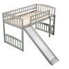 PAGED Twin Size Loft Bed, Modern Wooden Bed Frame, Bunk Bed with Slide, Guardrails and Ladder for Bedroom - 3 of 4