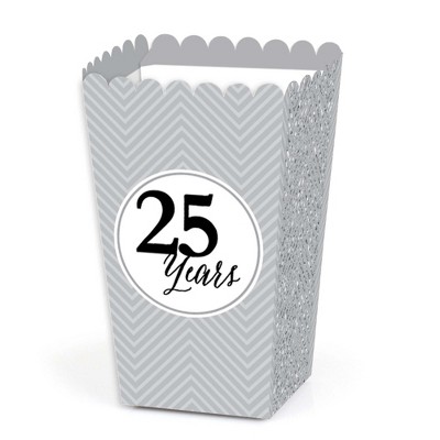 Big Dot of Happiness We Still Do - Silver 25th Wedding Anniversary Party Favors Popcorn Treat Boxes - Set of 12
