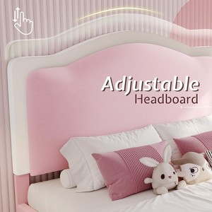 Bed Frame with LED Lights and Charging Station, 50" Tall Storage Headboard - 1 of 4