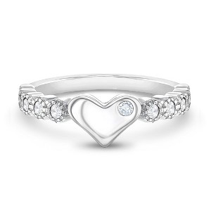 Girl's Heart & CZ Band Sterling Silver Ring - In Season Jewelry - 1 of 4