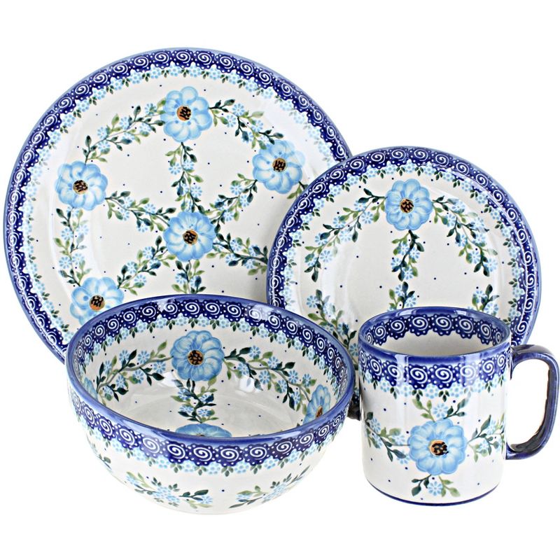 Blue Rose Polish Pottery Andy Casual Dinnerware 4 PC, 1 of 2