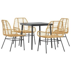 vidaXL Garden Dining Set Brown PE rattan 4-seater Garden Dining Set - 1 of 4