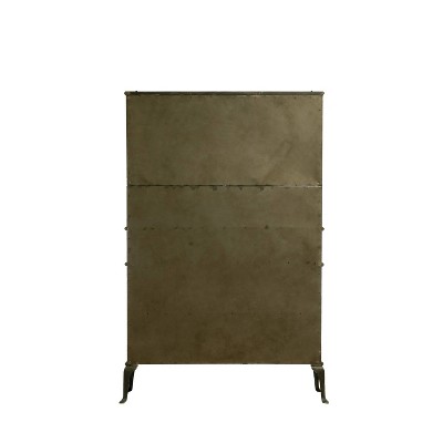 Storied Home Metal Storage Cabinet Black: Elegant Glass Doors, Geometric Hutch Design, Durable Iron Frame