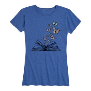 Women's - Instant Message - Butterfly Book Short Sleeve Graphic T-Shirt - 1 of 4