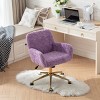 Artificial Rabbit Fur Home Office Chair, Adjustable Swivel Desk Chair with Gold Metal Base and Wheels – The Pop Home - 2 of 4