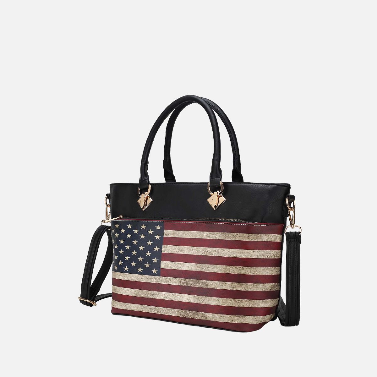 Tote Bag Patriotic Print Zip Closure, Lilian | MKF Collection by Mia K - thumbnail 2