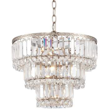 Vienna Full Spectrum Magnificence Satin Nickel Chandelier 14 1/4" Wide Modern Faceted Crystal Glass 7-Light LED Fixture for Dining Room House Kitchen
