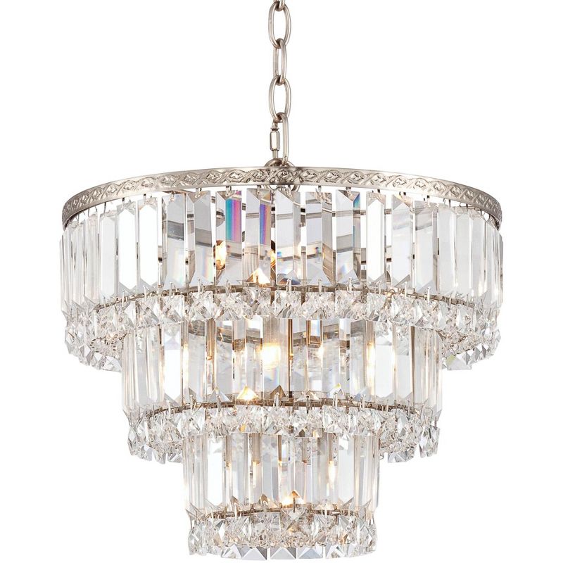Vienna Full Spectrum Magnificence Satin Nickel Chandelier 14 1/4" Wide Modern Faceted Crystal Glass 7-Light LED Fixture for Dining Room House Kitchen, 1 of 8