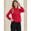 Allegra K Women's Business Casual Stand Collar Chiffon Long Sleeve Blouse - 4 of 4
