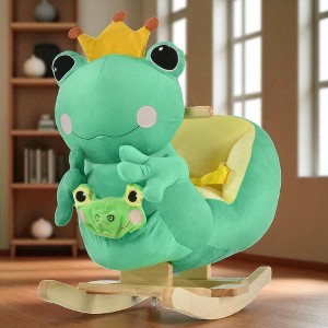 Mshliw Frog Rocking Horse Ride-On Toy for Toddlers 18–36 Months with Plush Hand Puppet, Music Button, Seat Belt & Wooden Rocker Base, Halloween gift - 1 of 4