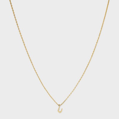 14K Gold Plated Small Polished Initial Pendant Necklace - A New Day™ Gold