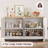 4-Door Sideboard Buffet Cabinet, Natural Rattan Storage Cabinet, Boho Entryway Console Table, Coffee Bar Station - 4 of 4