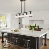 BAOURE 37.2" Black Kitchen Island Lighting,5-Light Farmhouse Dining Room Light Fixture Over Table, Island Linear Pendant Chandelier with Glass Shade - 2 of 4