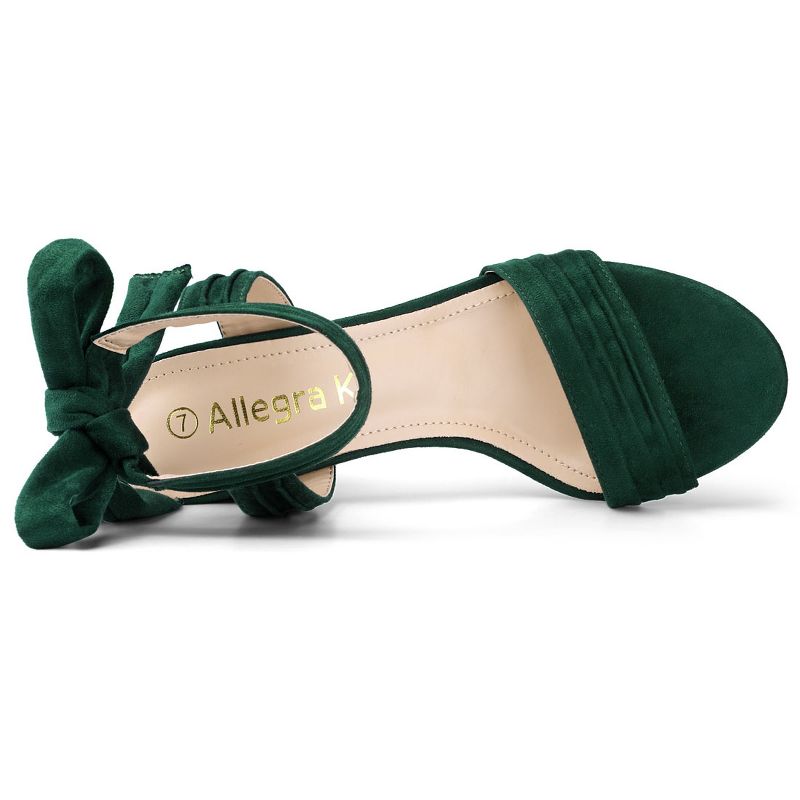 Allegra K Women's Open Toe Ankle Tie Back Block Heels Sandals, 4 of 8